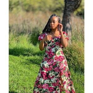 Floral Print Dress Viscose Midi H&M